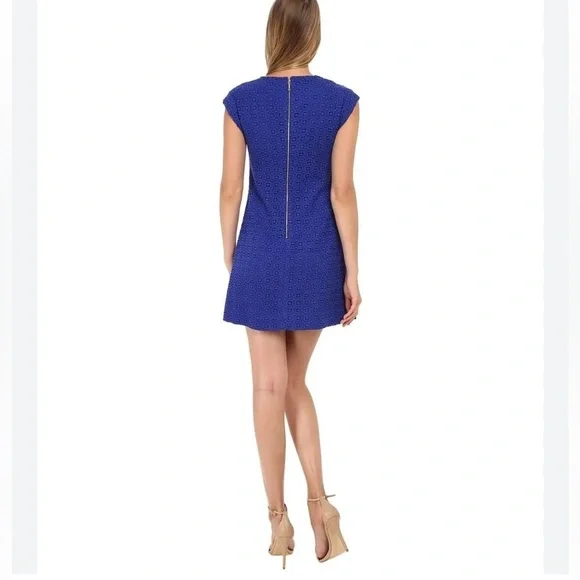 KATE SPADE NEW YORK Guipure Lace A-Line Mini Dress Cap-Sleeve Blue Women's 10 - Picture 12 of 13